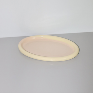 LARGE OVAL RING PLATE - YELLOW & BEIGE