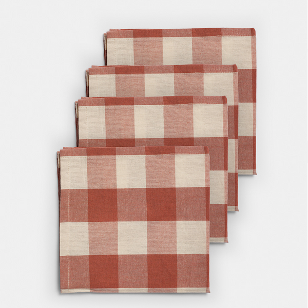 Midnatt Organic Cotton Napkin 4 pcs Brown Checkered Bertel