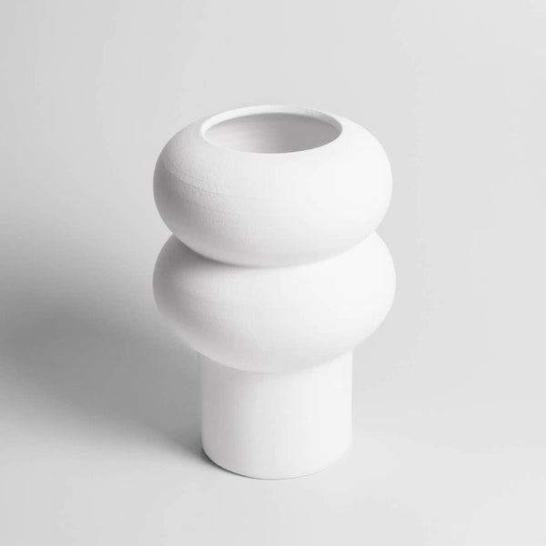 HANDMADE CERAMIC RIPPLE VASE - WHITE