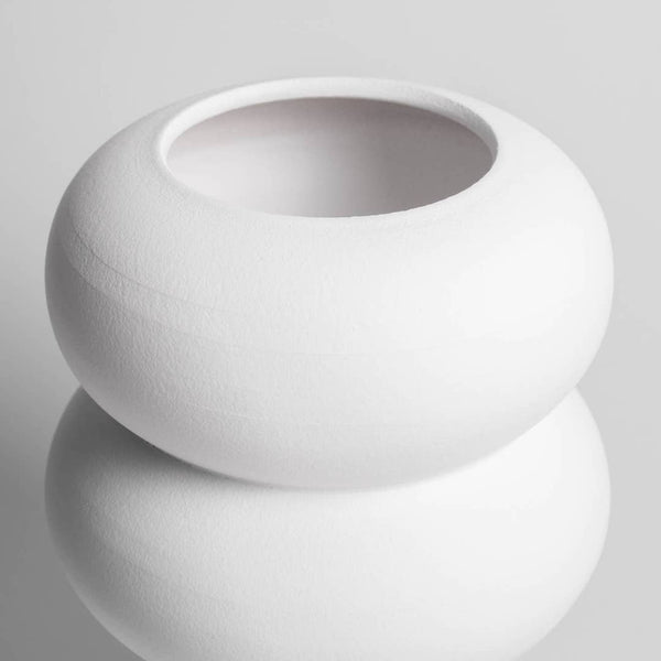 HANDMADE CERAMIC RIPPLE VASE - WHITE