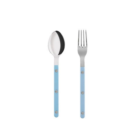 SABRE BISTROT SHINY MEDIUM SPOON & FORK 2PCS SET - PASTEL BLUE