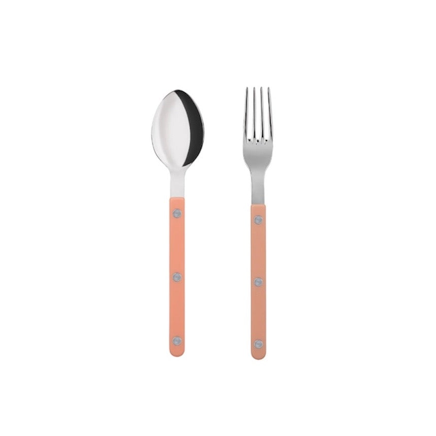 SABRE BISTROT SHINY MEDIUM SPOON & FORK 2PCS SET - NUDE PINK