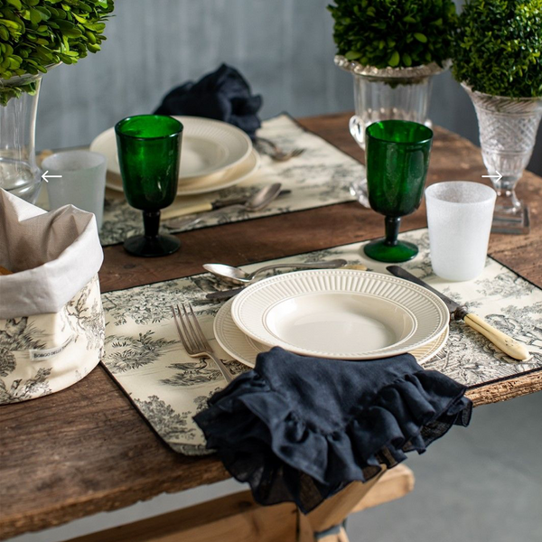 THE MORE THE HAPPIER presents TOILE DE JOUY ANTISTAIN COTTON PLACEMATS by Borgo Delle Tovaglie