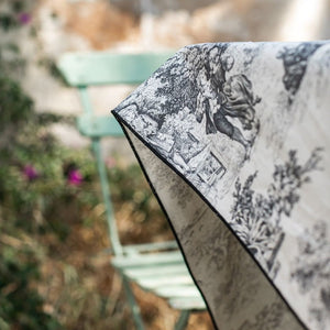 THE MORE THE HAPPIER presents TOILE DE JOUY TABLECLOTH BLACK by Borgo Delle Tovaglie