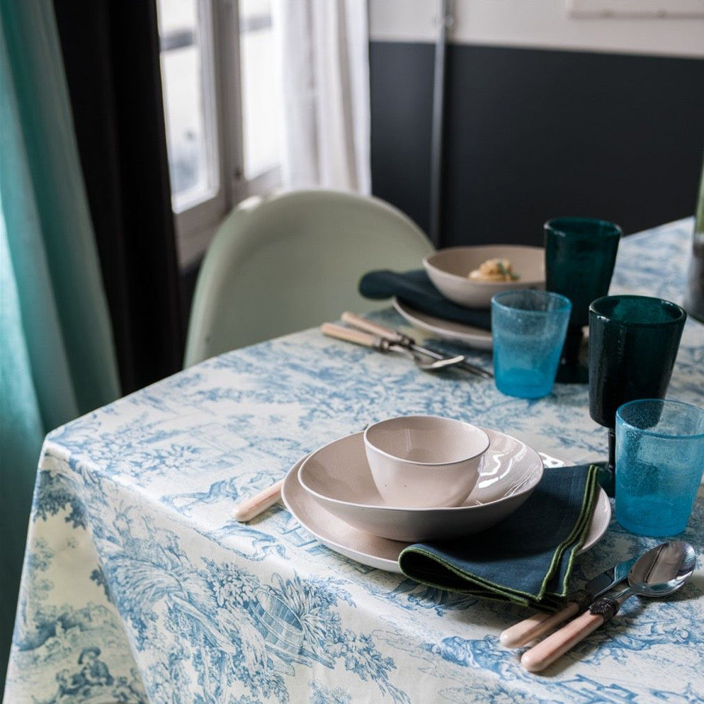 THE MORE THE HAPPIER presents Toile De Jouy Tablecloth by Borgo Delle Tovaglie