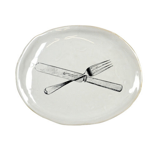 KUHN KERAMIK SOUVENIR OVAL PLATE - Fork & Knife