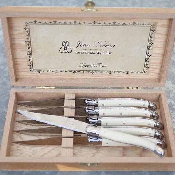 LAGUIOLE 6 STEAK KNIVES IN PRESENTATION BOX IVORY