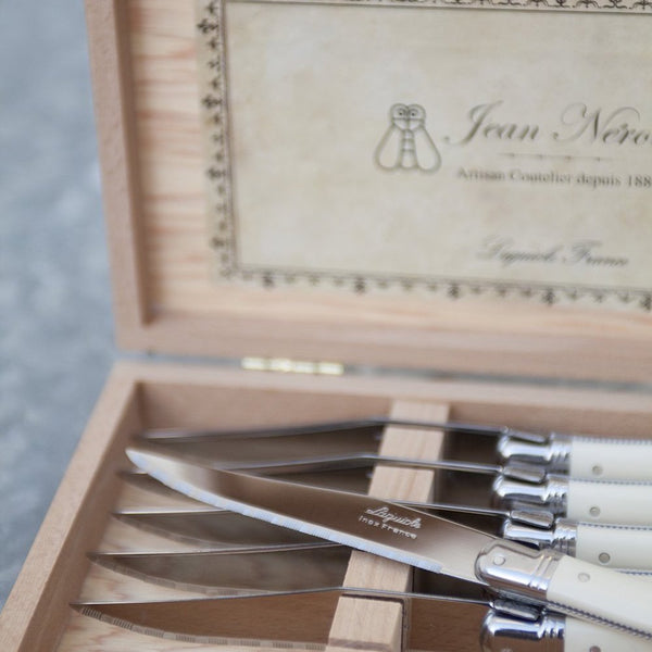 LAGUIOLE 6 STEAK KNIVES IN PRESENTATION BOX IVORY